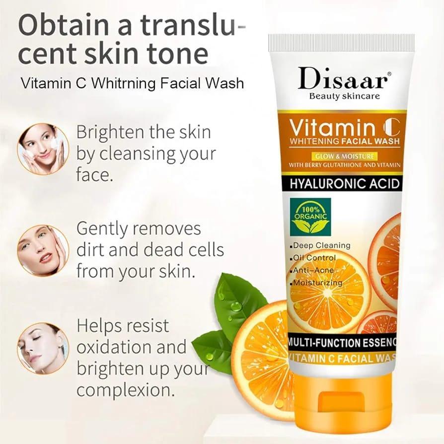 Disaar Vitamin C Whitening Facial Wash with Hyaluronic Acid - 100g