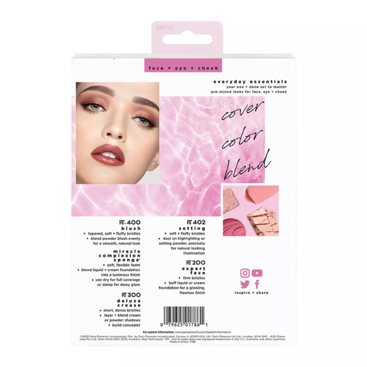 Real Techniques Everyday Essentials Makeup Brush Kit - 5pc_* EVERYDAY ESSENTIALS FOR BLUSH + FOUNDATION + SHADOW + HIGHLIGHTER + CONCEALER FACE + EYE + CHEEK ORIGINAL BRUSH KIT BARCODE SCAN SOFT & SMOOT BRUSH R.s 3500/=