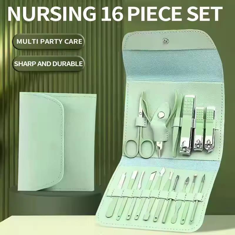 Premium Care 16 Pcs Mani Pedi Kit - Multicolor Metal Smooth Finish 💅✨