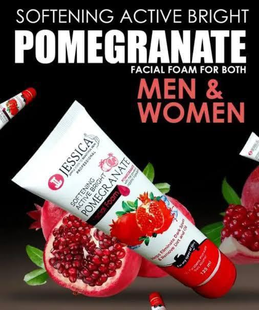 Jessica Softening Active Bright Pomegranate Facial Foam - For All Skin Types, Men & Women